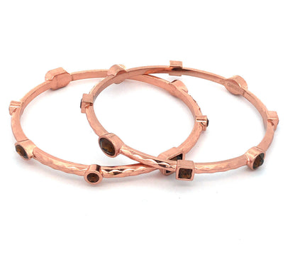 Graziano Bronze Copper Tone Brown Cubic Zirconia Set Of Five Bangle Bracelets