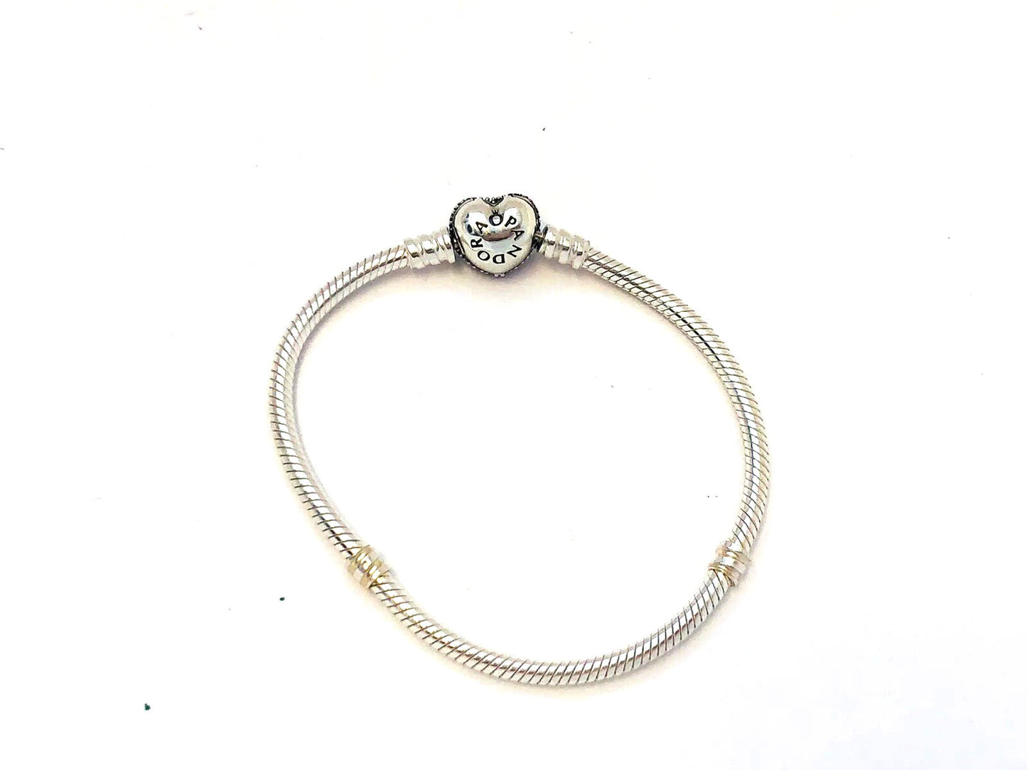 Authentic Pandora 925 Sterling Silver Pave Heart Clasp 590727CZ Charm Bracelet