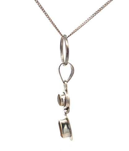 925 Sterling Silver Round Pear Yellow Citrine Pendant Chain Necklace