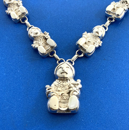 Native American Sterling Silver Mother & Child Storyteller Statement Necklace