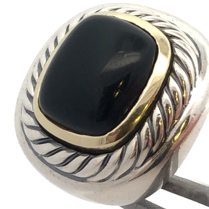 David Yurman 925 Sterling Silver 14K Gold Black Onyx Albion Stud Earrings