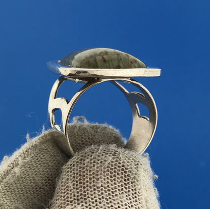 Jay King Desert Rose Trading Sterling Silver Jasper Modernist Cocktail Ring