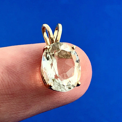Designer 14K Yellow Gold Oval Seafoam Green Tourmaline Charm Pendant