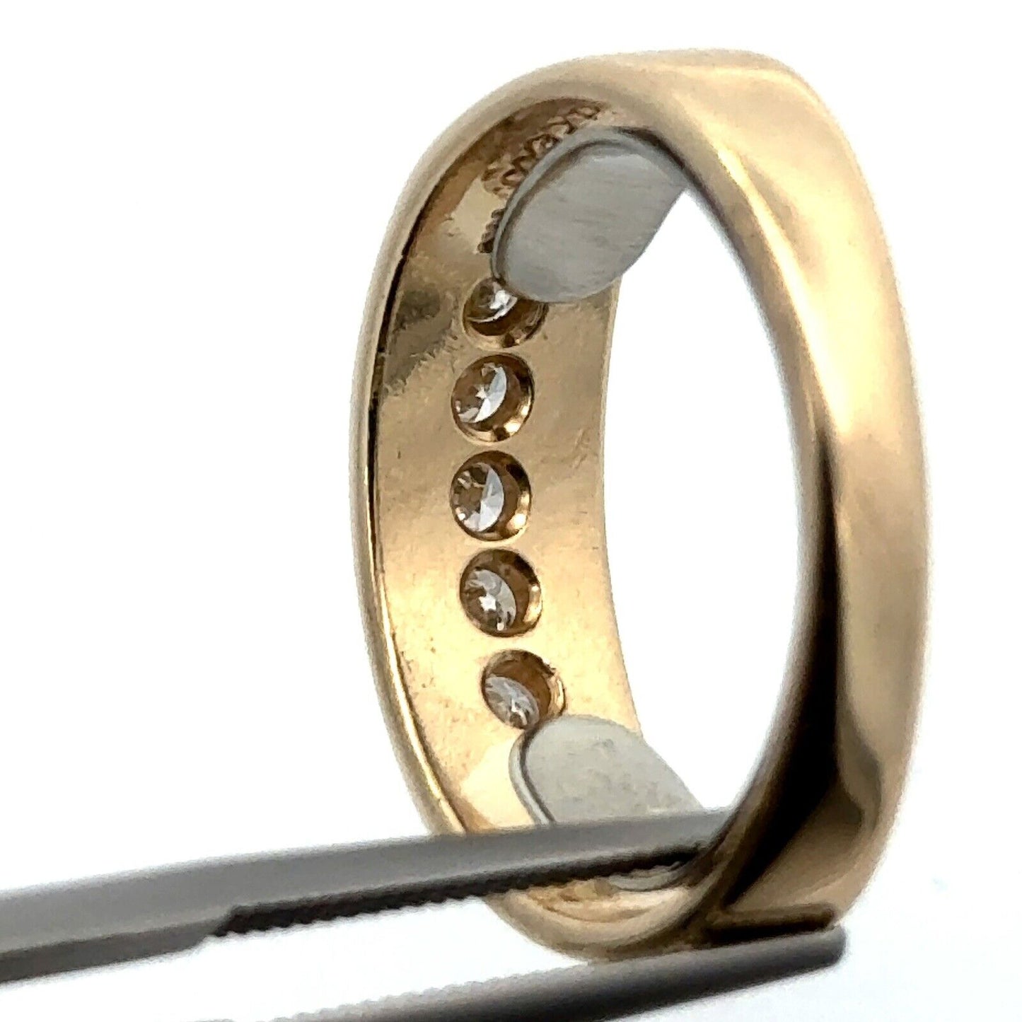 14K Yellow Gold Round Diamond Men's Band Statement Ring