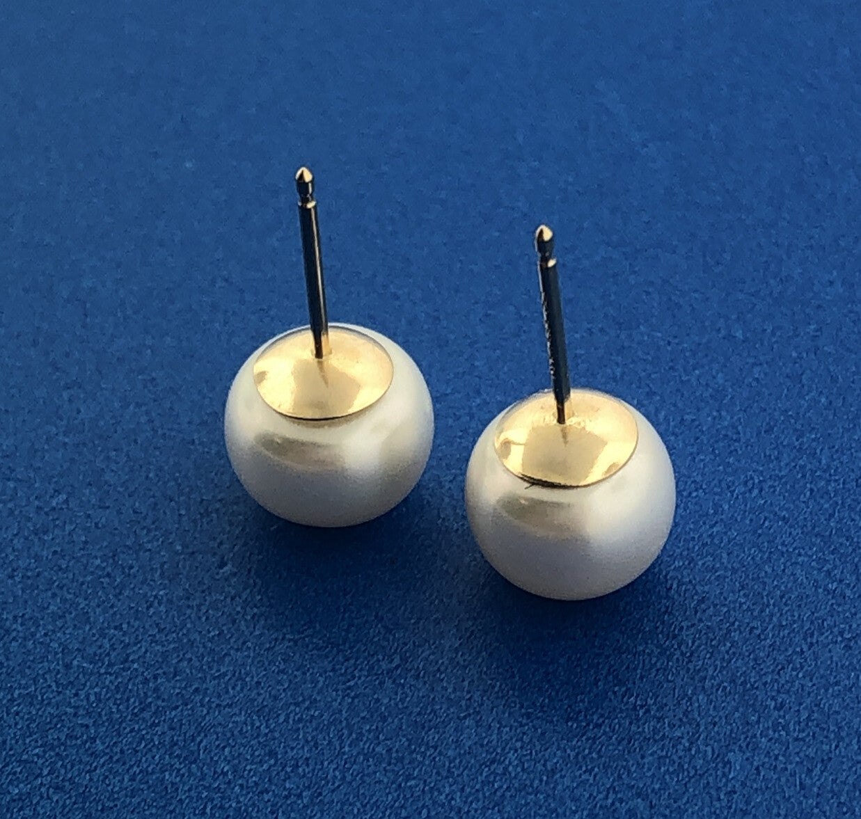 Beautiful Bride 14K Yellow Gold White Pearl Statement Stud Earrings