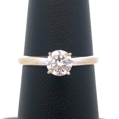 Designer 14K White Gold Round Diamond Solitaire Size 6.75 Engagement Ring