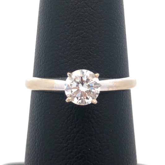 Designer 14K White Gold Round Diamond Solitaire Size 6.75 Engagement Ring