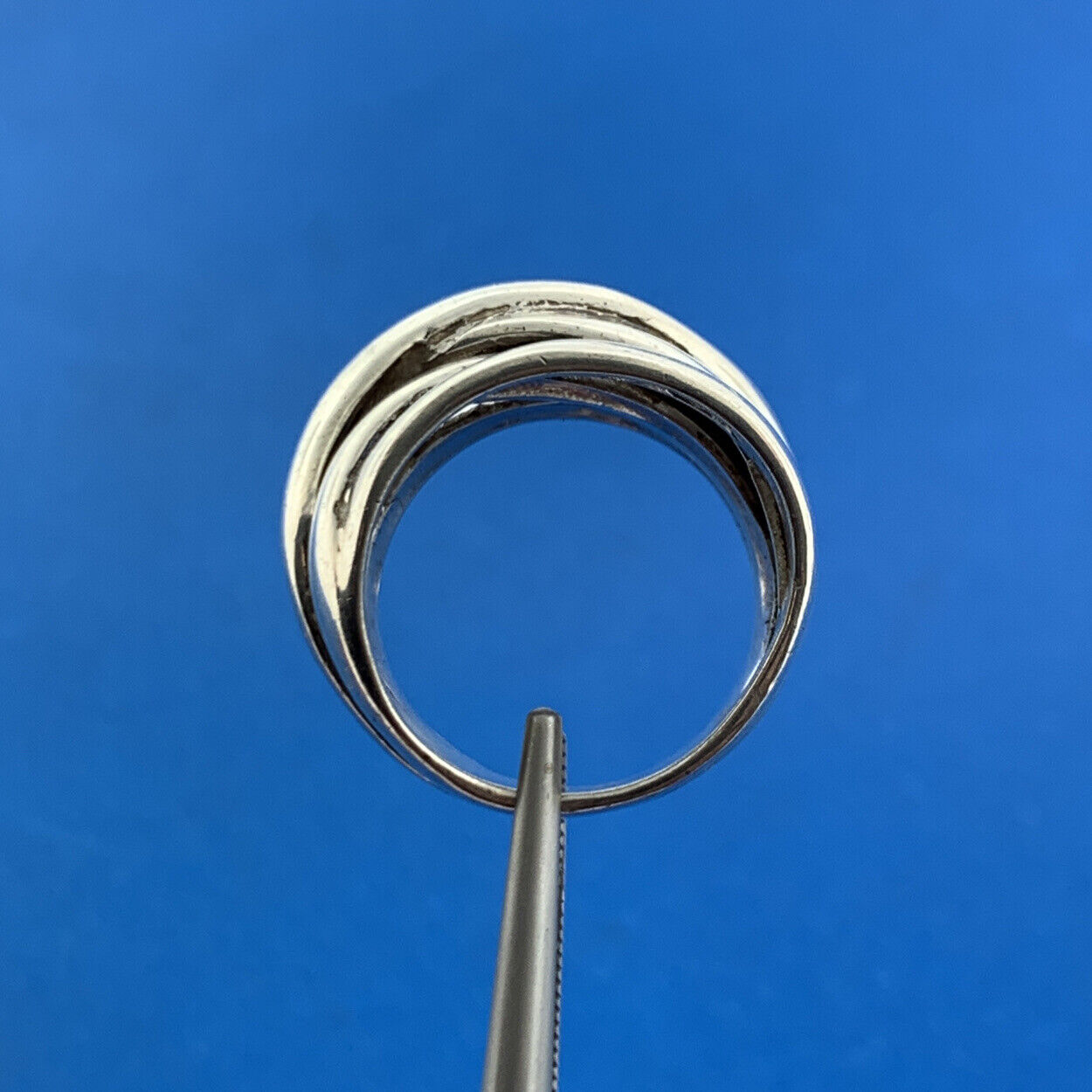 Vintage 925 Sterling Silver Bypass Circles Modernist Infinity Knot Band Ring