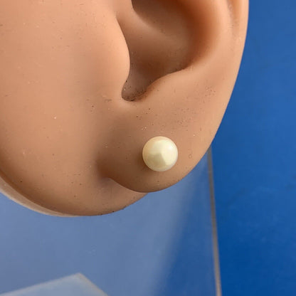 Designer 14K Yellow Gold White Pearl Wedding Anniversary Stud Earrings