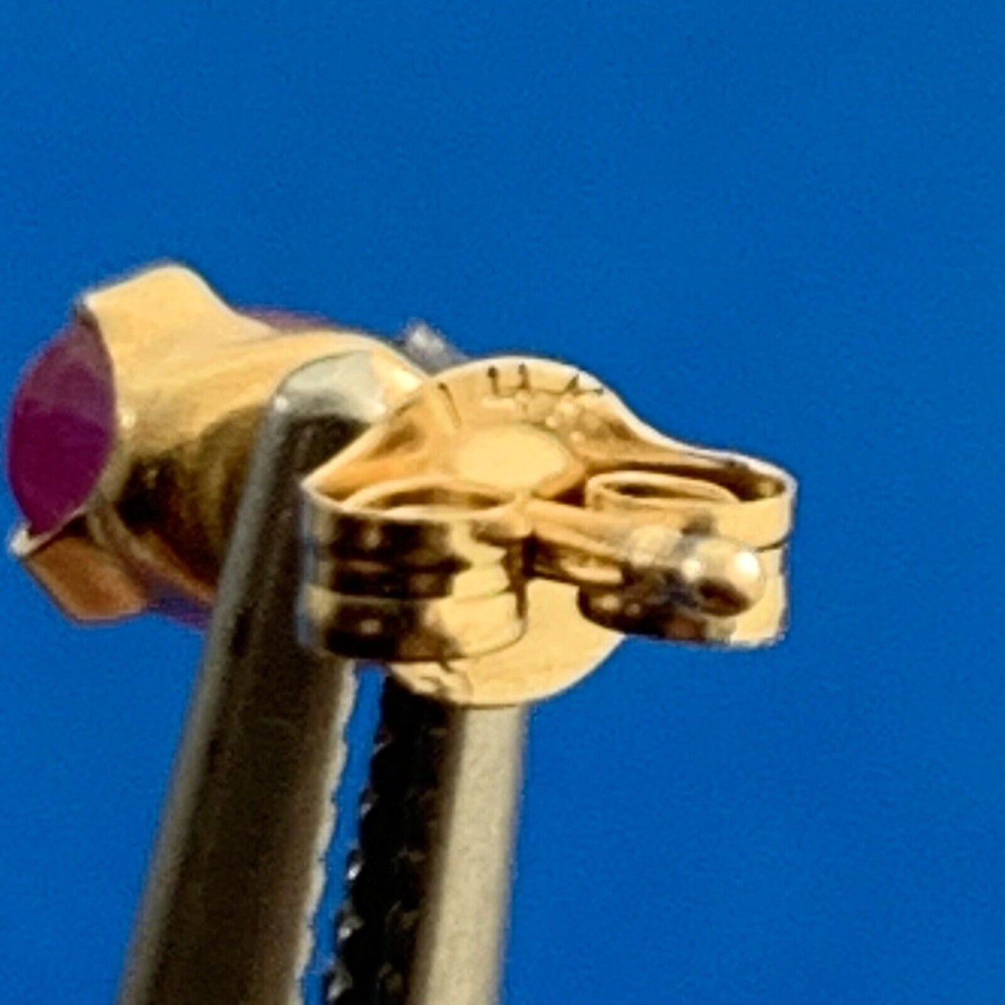 Designer 14K Yellow Gold Oval Ruby Stud Earrings