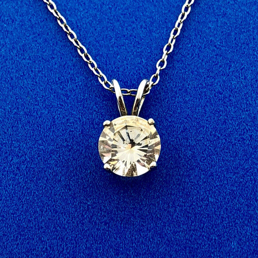 Karizia Spa KA 1772 Sterling Silver 925 White Topaz Solitaire Pendant Necklace