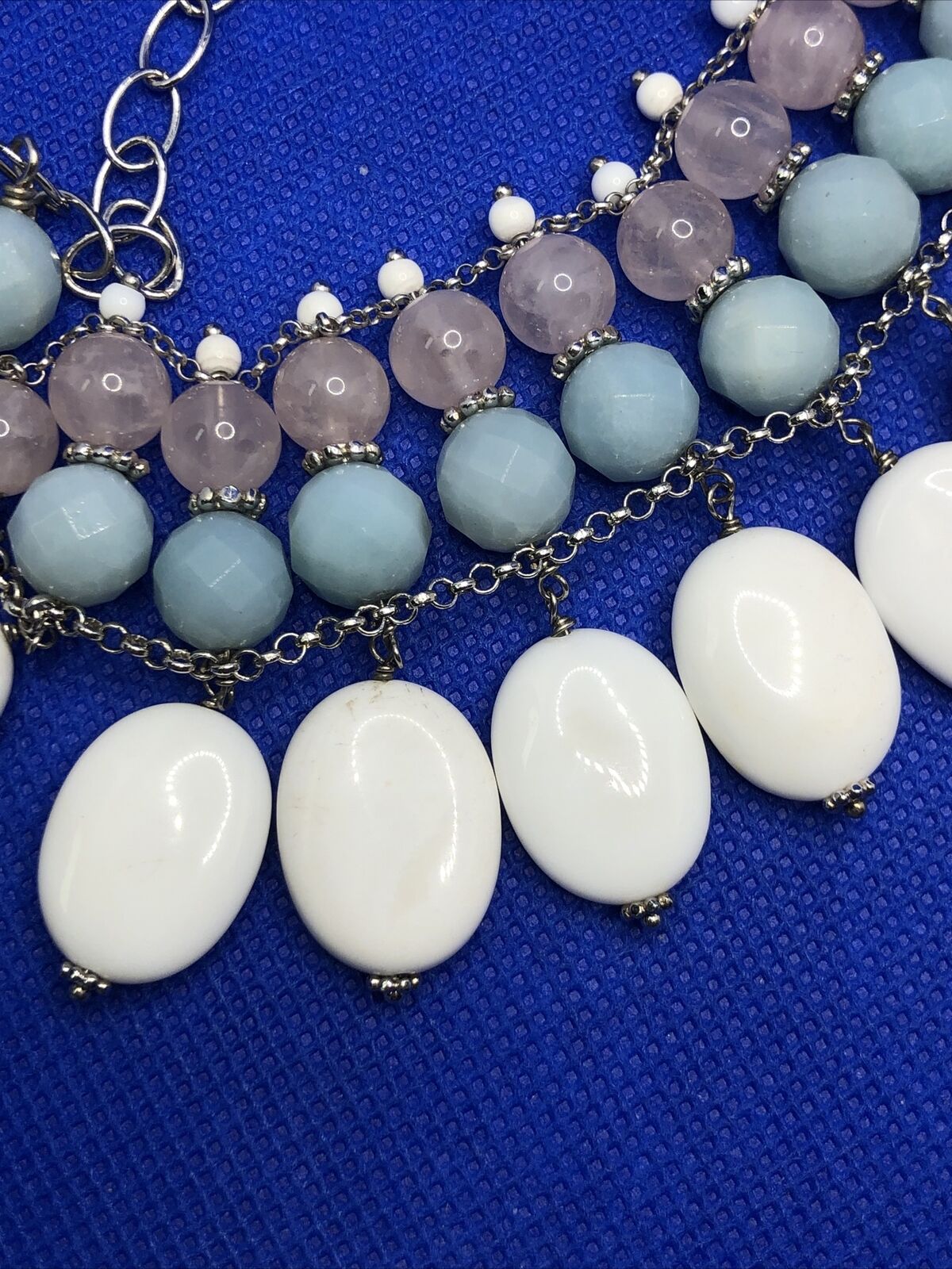 Ross Simons Rose Quartz Aventurine Milky Quartz Layered Collar Necklace