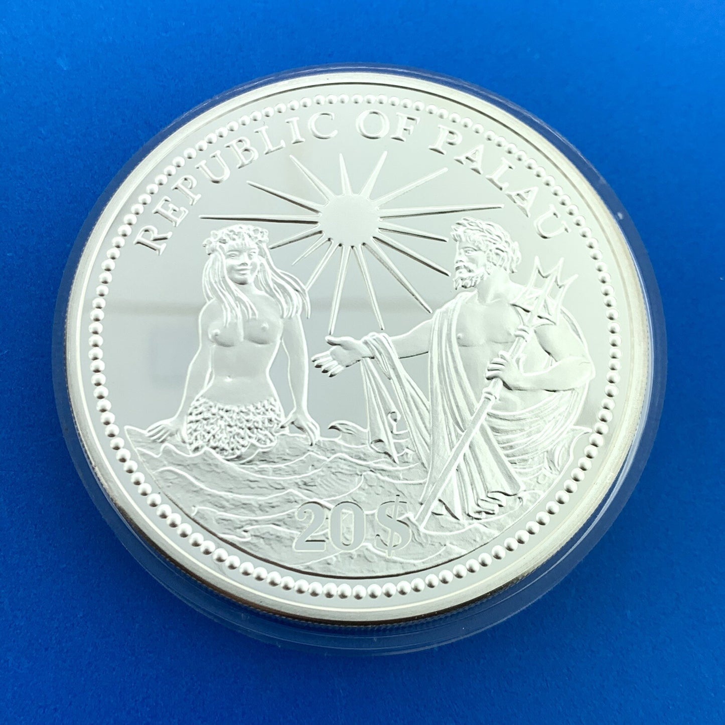 1994 Republic Palau $20 5 Oz Silver Independence Colorized Proof Coin Low Mntg