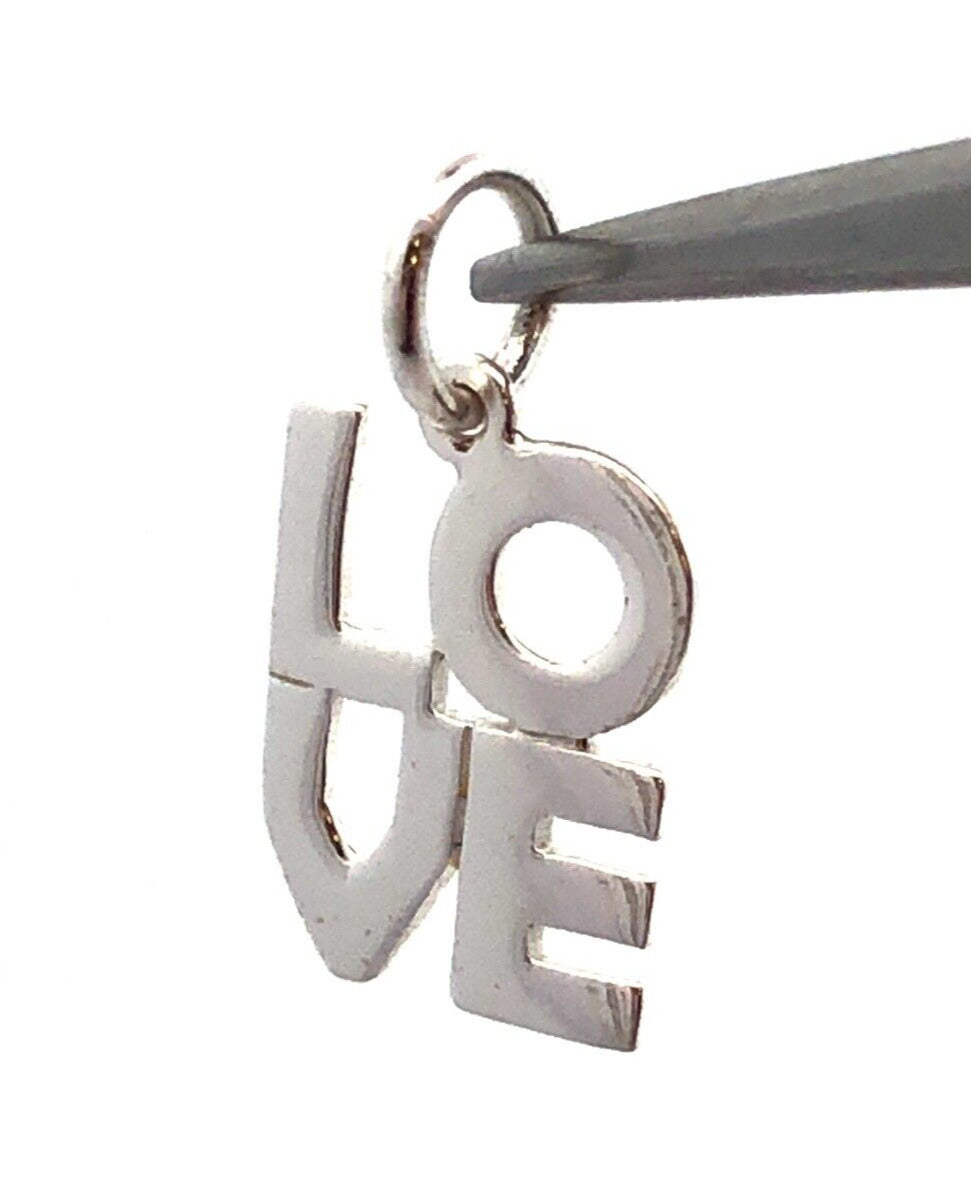 Designer LA TH 925 Sterling Silver Block Letters LOVE Word Charm Pendant