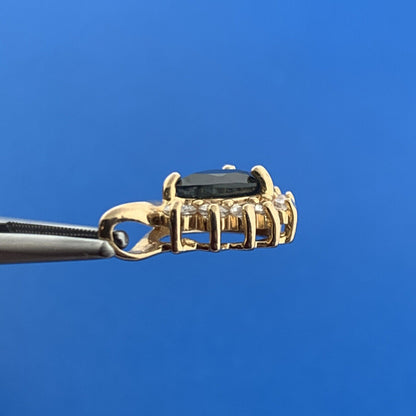 Designer 925 Sterling Silver Vermeil Blue Pear Shaped Cubic Zirconia CZ Pendant