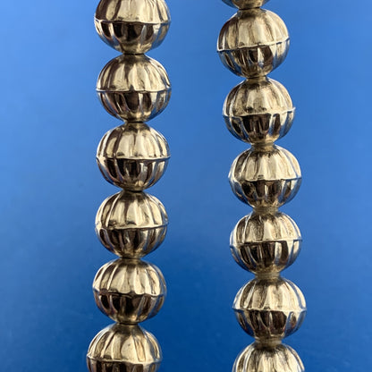 Vintage Taxco Ribbed Ball Bead Tapered Sterling Silver 925 Link Chain Necklace