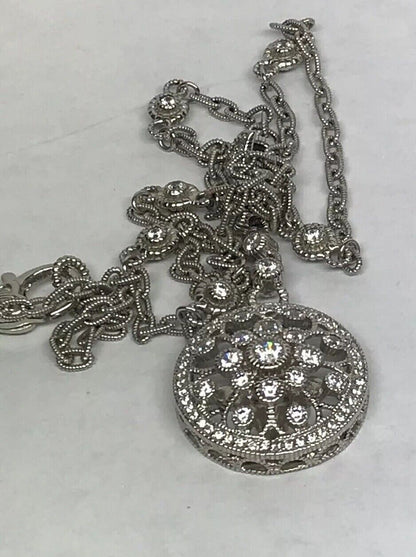 Judith Ripka Sterling Silver 925 Diamonique CZ Enhancer Pendant Station Necklace