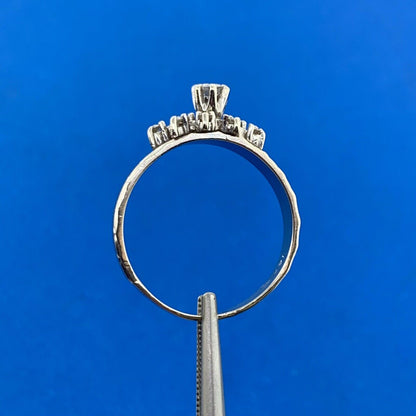 Vintage 14K White Gold Diamond Solitaire W/Accents Engagement Ring