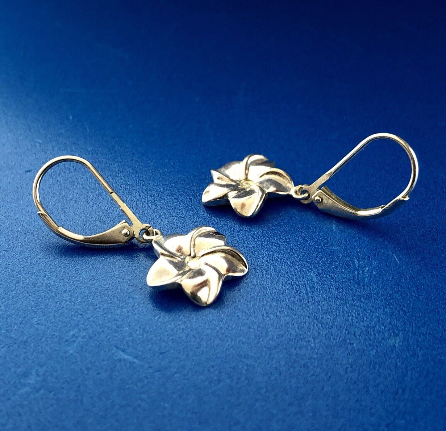 Jacmel Mauritius JCM Sterling Silver Flower Peony Plumeria Drop Dangle Earrings