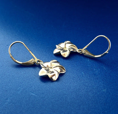Jacmel Mauritius JCM Sterling Silver Flower Peony Plumeria Drop Dangle Earrings