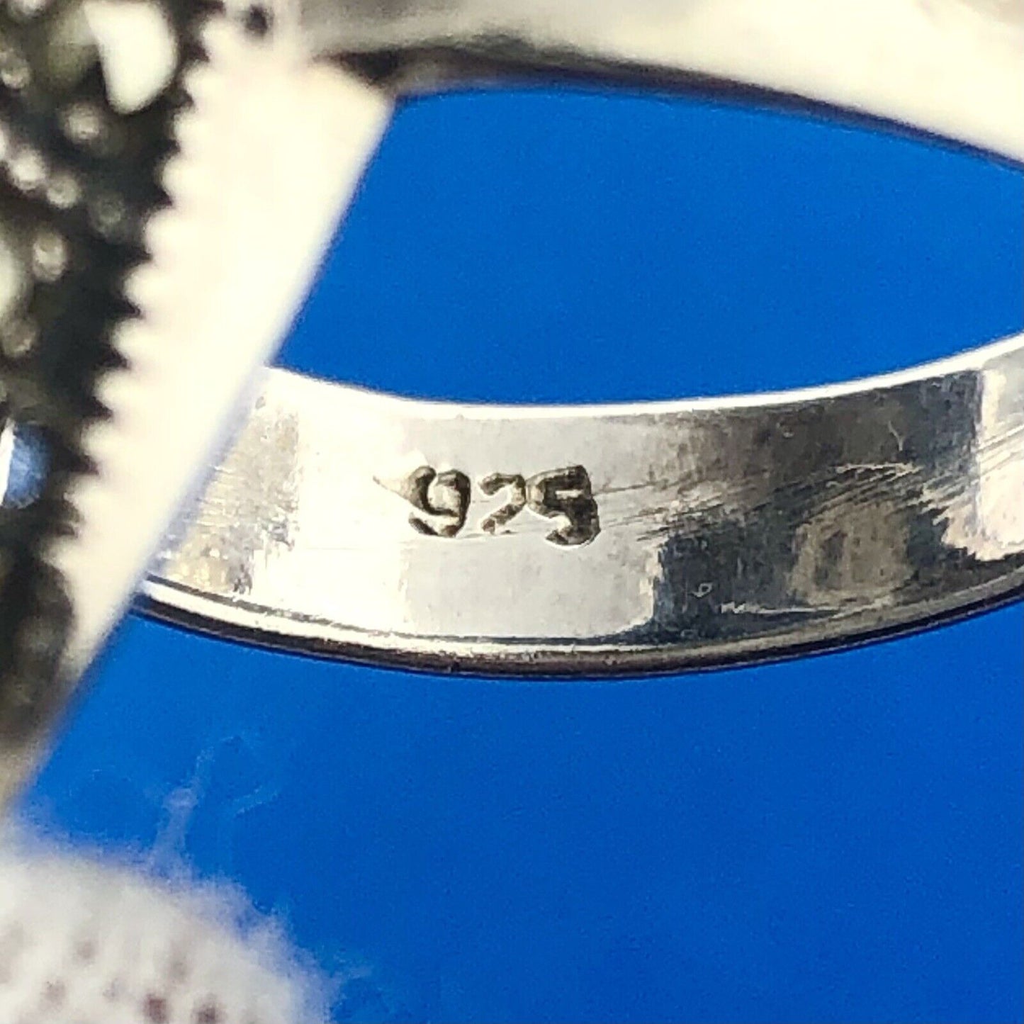 Stunning Sterling Silver 925 Marcasite Layered Cluster Oval Ring Size 7