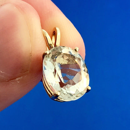 Designer 14K Yellow Gold Oval Seafoam Green Tourmaline Charm Pendant