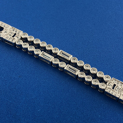 Designer SW 925 Sterling Silver Cubic Zirconia CZ Statement Tennis Bracelet