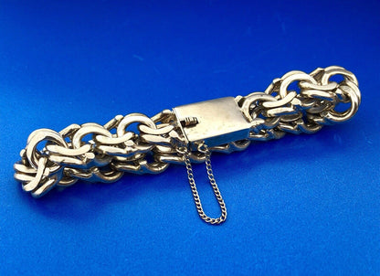Vintage 900 Silver Hecho En Mexico Taxco Double Rolo Cable Statement Bracelet