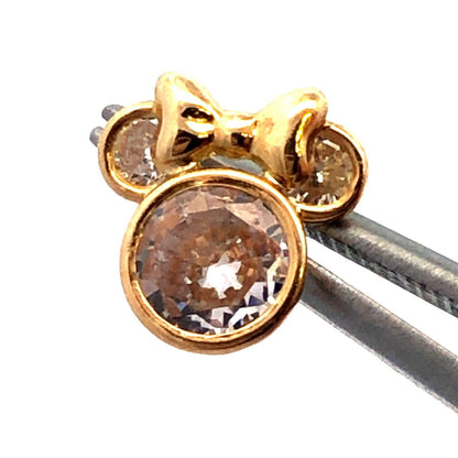 JCM Disney 10K Yellow Gold Round Cubic Zirconia CZ Minnie Mouse Stud Earrings