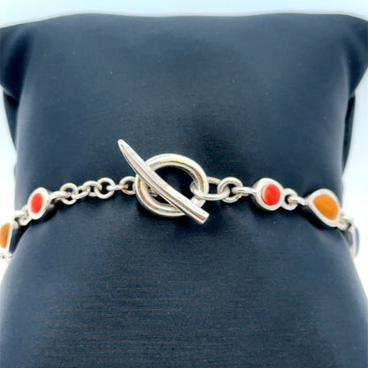 Barse 925 Sterling Silver Turquoise Lapis Lazuli Jasper Coral Station Bracelet