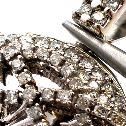 14K White Gold Round Pave Diamond Jesus Christ Face Statement Pendant