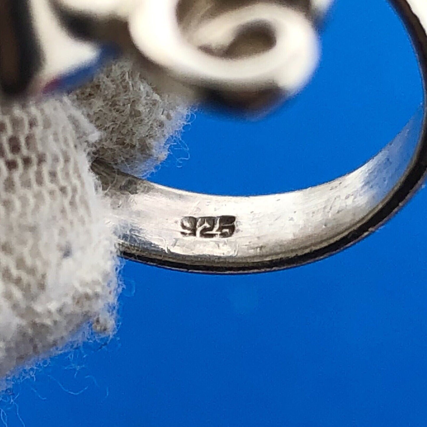 Lovely Sterling Silver 925 Blue Quartz Pink Crystal Floral Finger Ring Size 6.75