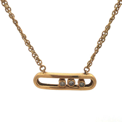 Designer Pacha 18K Yellow Gold Diamond Bar Double Oval Link Chain Necklace