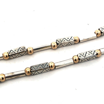 Designer Italy 925 Sterling Silver Gold Vermeil Two Tone Beaded Necklace