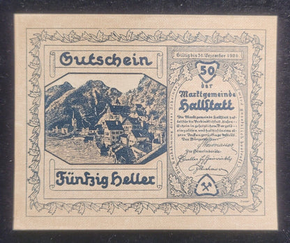 1920 10, 20 & 50 Heller, Hallstatt Market Town Austria Obsolete Bank Note Set