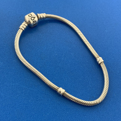 Authentic Pandora 925 Sterling Silver Signature Barrel Clasp Bracelet 590702