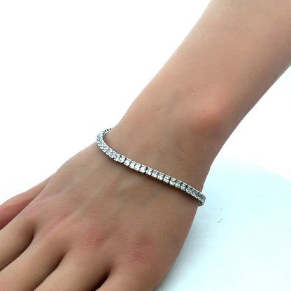 Designer 925 Sterling Silver Square Cubic Zirconia CZ Tennis Bracelet