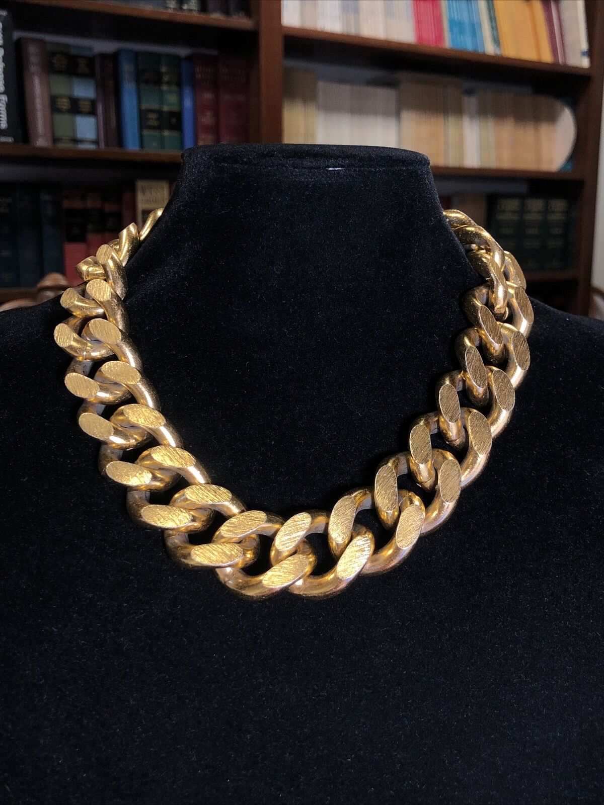 1980's Chunky Heavy Metal Gold Tone Lot Of Two Chain Necklaces