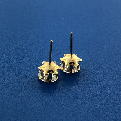 Gorgeous 14k Yellow Gold Large Round Cut Sparkling CZ Stud Earrings