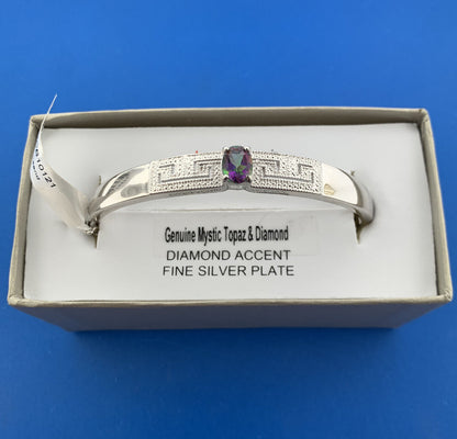 Designer Victoria Townsend Silver Plate Mystic Topaz Diamond Accent 7" Bracelet