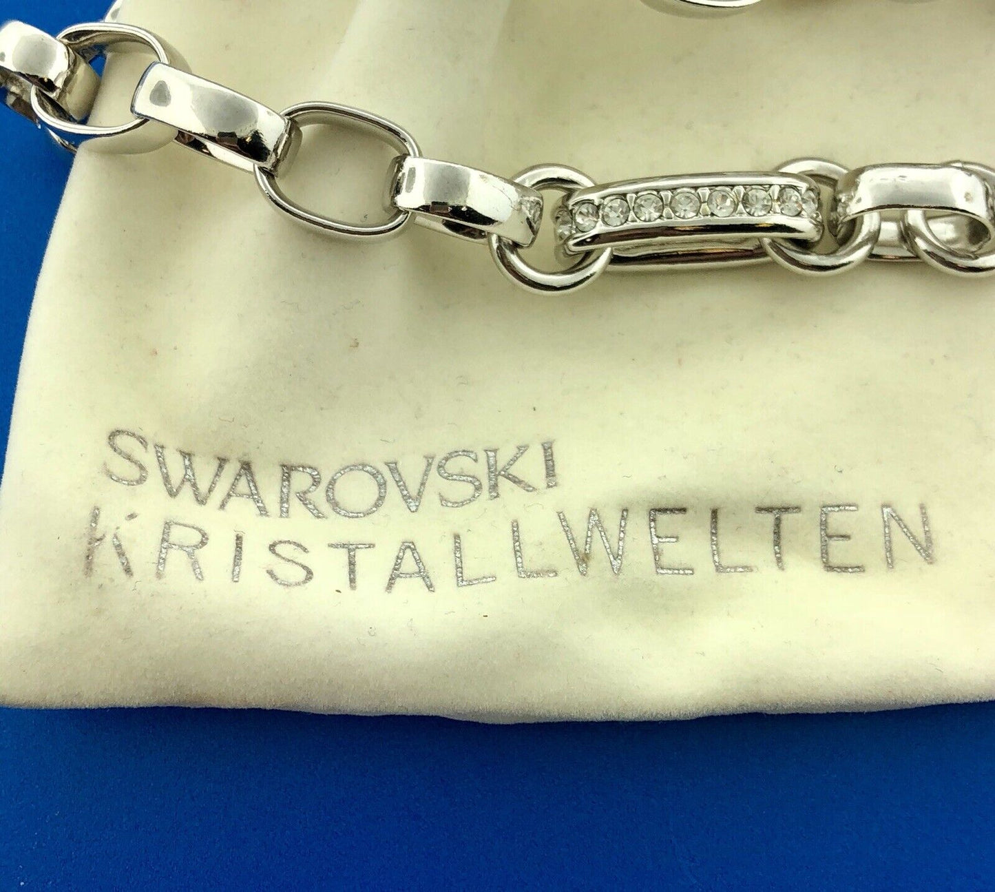 Swarovski Crystal Silver Tone Crystal Cuban Link Statement Chain Necklace