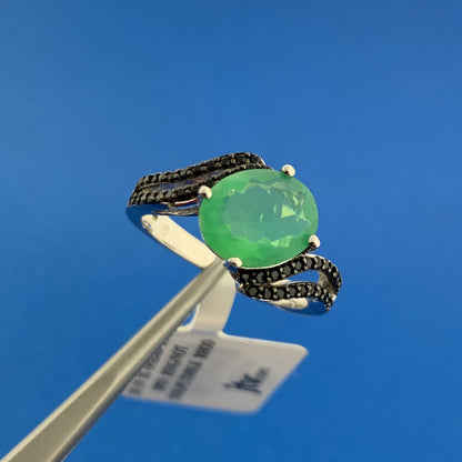 JTV.Com Designer 925 Sterling Silver Blue Opal Black Spinel Ring New With Tags