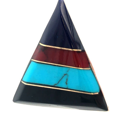 Designer Mexico 925 Sterling Silver Lapis Lazuli Jasper Turquoise Onyx Pendant