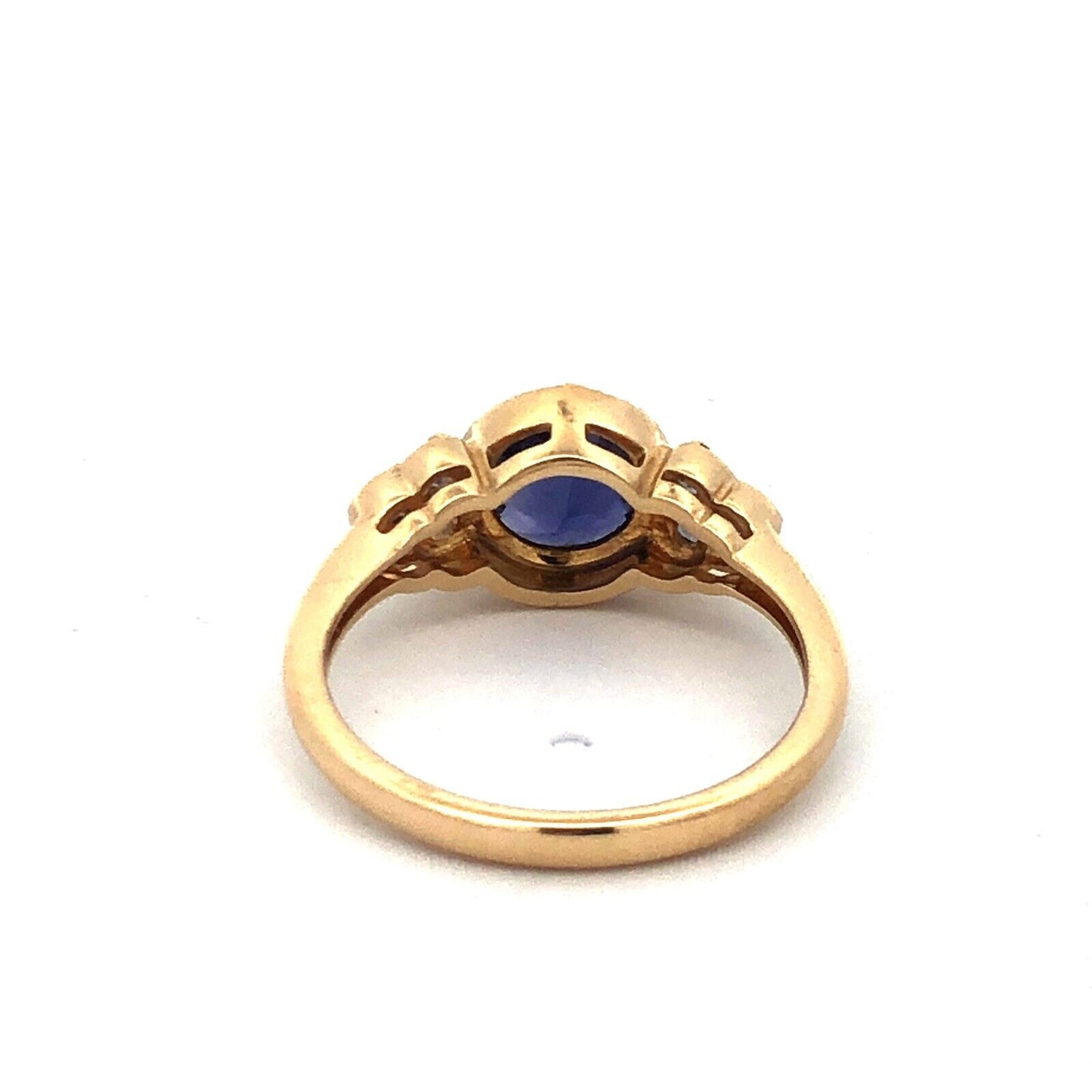 Designer 14K Yellow Gold Round Cushion Cut Tanzanite Ring