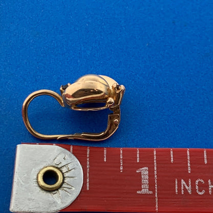 Vintage Hallmarked 18K 750 Yellow Gold Garnet Modernist Leverback Earrings