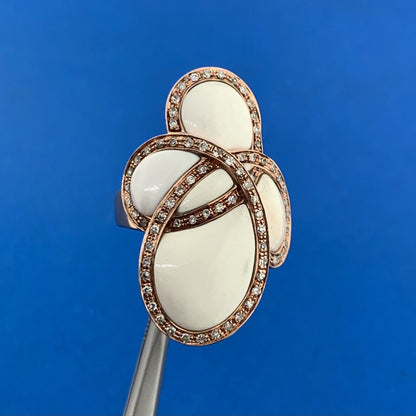 Designer CID 10K Rose Gold White Diamond Accented Modernist Finger Ring