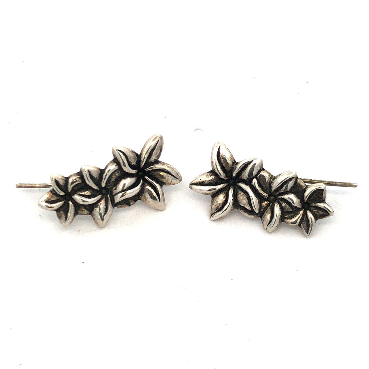 Mignon Faget 925 Sterling Silver Jasmine Collection Flower Crawler Earrings