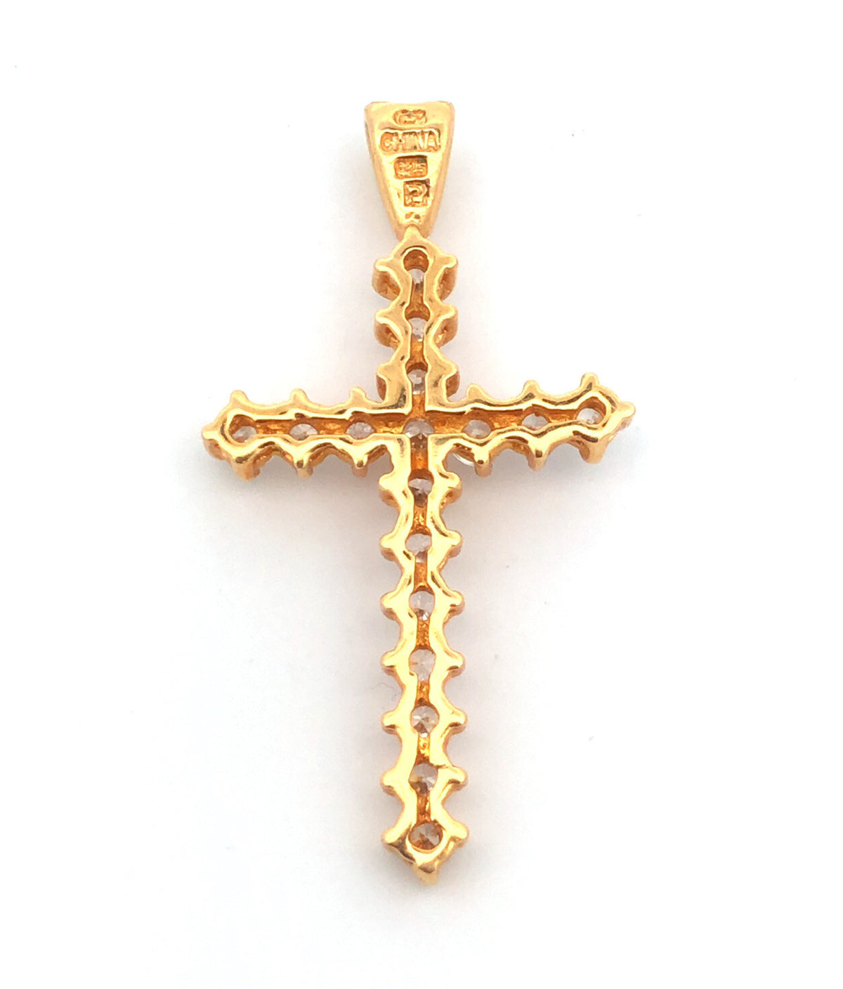 Designer 925 Sterling Silver Vermeil Cubic Zirconia CZ Cluster Cross Pendant