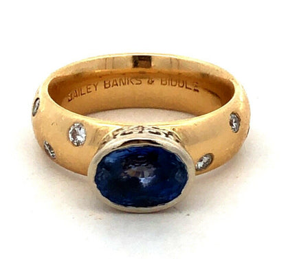 Bailey Banks & Biddle 18K Yellow Gold Corundrum Diamond Anniversary Ring