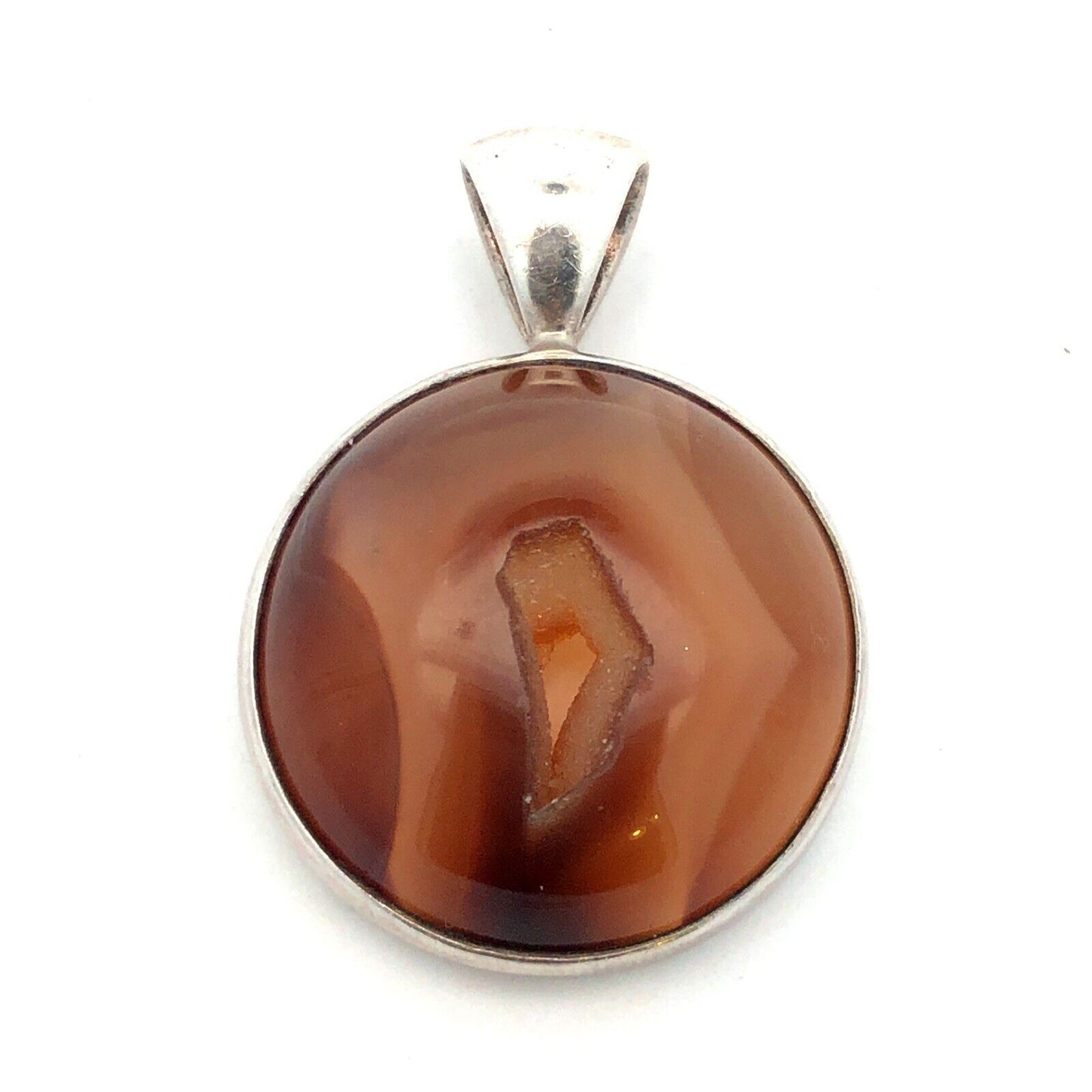 Designer DeCorte 925 Sterling Silver Brown Agate Druzy Protection Amulet Pendant